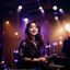 韩国多平台才艺女主播在直播间内演唱韩语歌曲，表情投入，背景灯光营造舞台氛围
